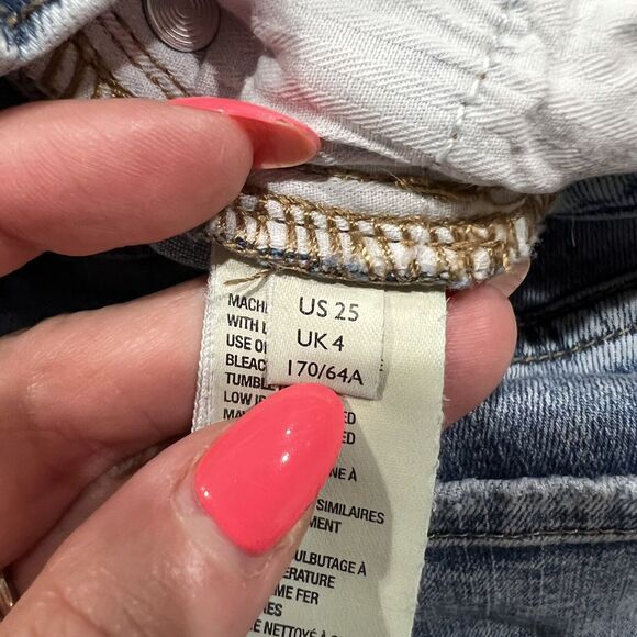 Free People Size 25 Great Heights Frayed Hem Skinny Jeans Distressed Low Rise - Picture 10 of 15